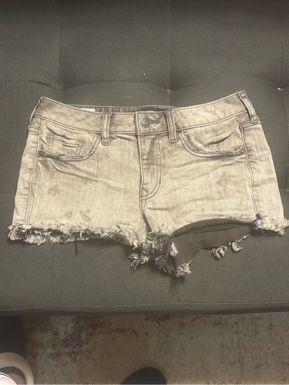 Express Gray Distressed Denim Cutoff Shorts size 0.